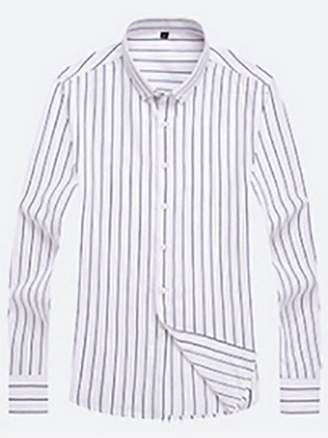 Men's Dress Shirt Striped Shirt Button Down Shirt Collared Shirt Black
