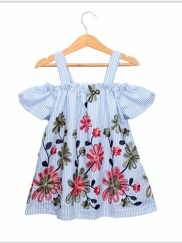  Girls' Short Sleeve Geometric 3D Printed Graphic Dresses Cute Sweet Dress Kids Toddler