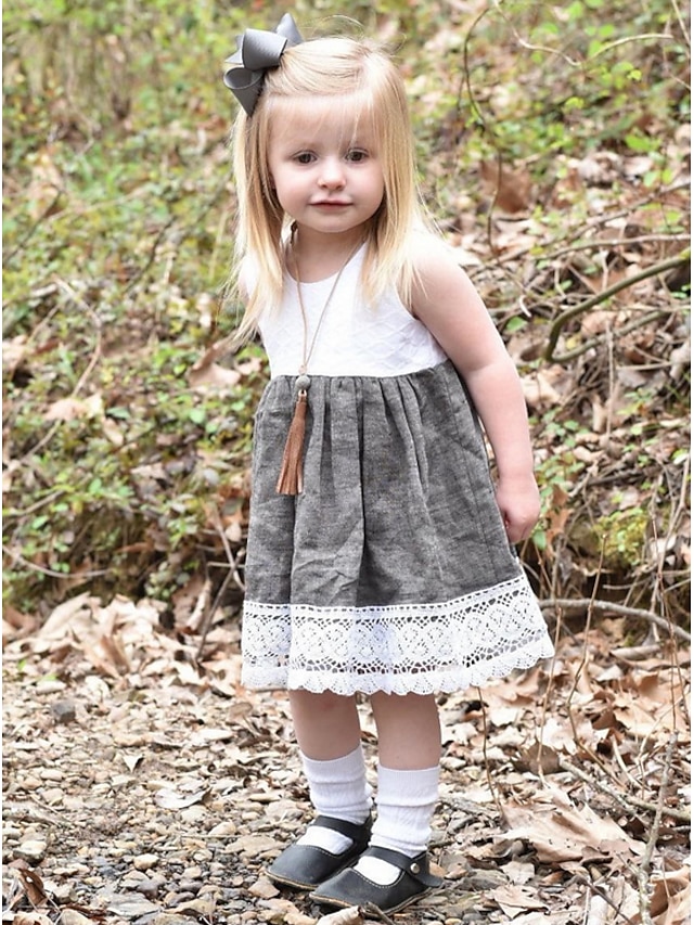  Baby Mädchen Grundlegend Einfarbig Ärmellos Baumwolle Kleid Weiß