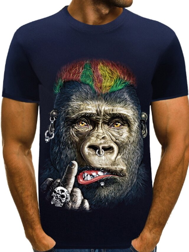  Per uomo maglietta Pop art Animali Con stampe Top Nero Blu