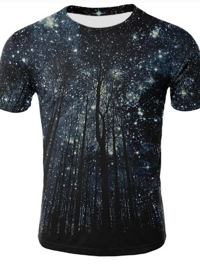  Men's T shirt Tee Shirt 1950s Galaxy Graphic Patterned 3D Plus Size Round Neck Print Clothing Clothes 1950s Black