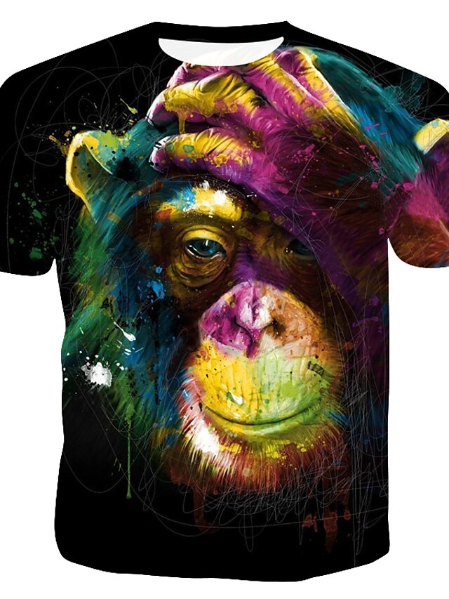  Bărbați Tricou Curcubeu Grafic Animal Rotund Imprimeu Topuri Curcubeu