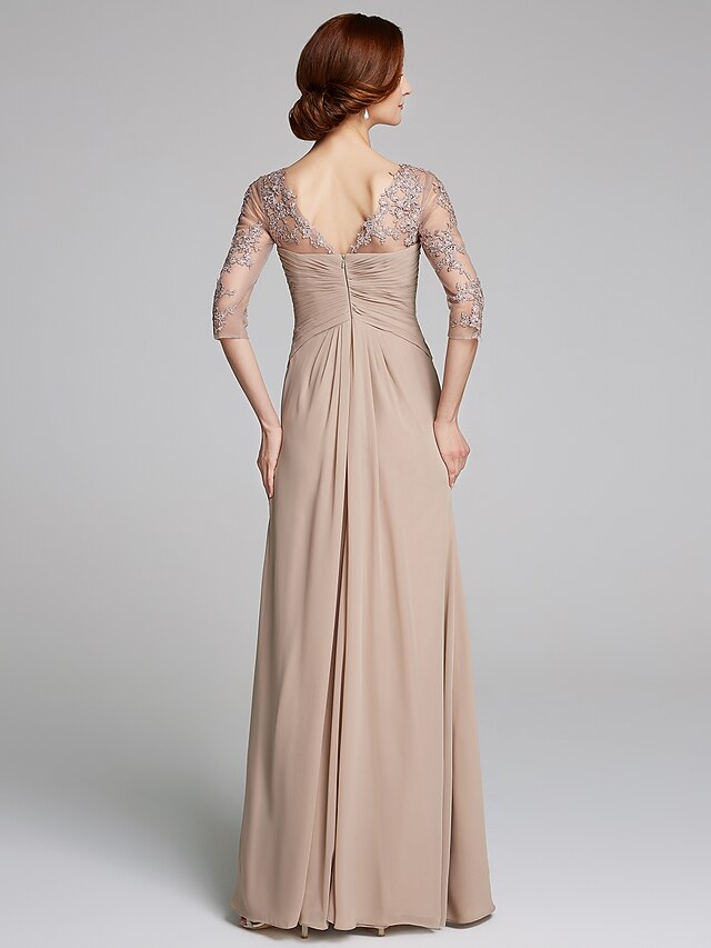 ALine Mother of the Bride Dress Sparkle & Shine Boat Neck Floor Length