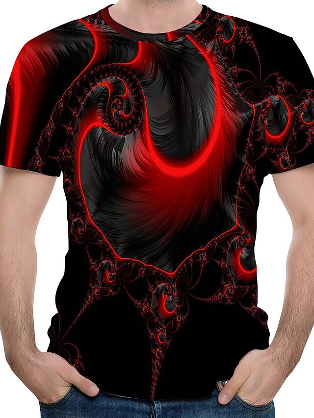  Herr T-shirt Skjorta T-shirts Grafisk Abstrakt Monster Rund hals Blå Gul Röd Rubinrött Kortärmad 3D-tryck Casual Dagligen Blast Ledigt Bekväm Stor och hög
