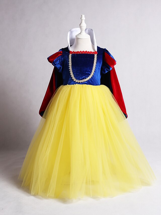  Παιδιά Νήπιο Κοριτσίστικα Βίντατζ Γλυκός Patchwork Μακρυμάνικο Μίντι Φόρεμα Κίτρινο