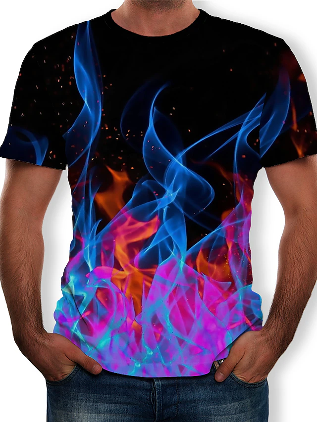 Men's 3D Graphic T-shirt Print Short Sleeve Casual / Daily Tops Basic ...
