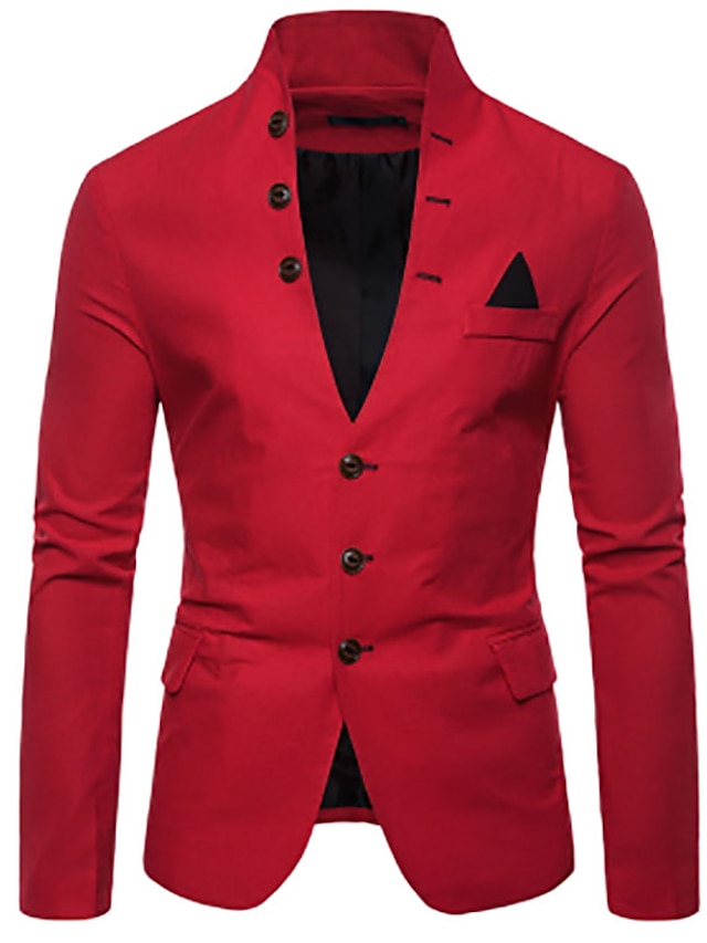  Men's V Neck Blazer Solid Colored White / Black / Red M / L / XL