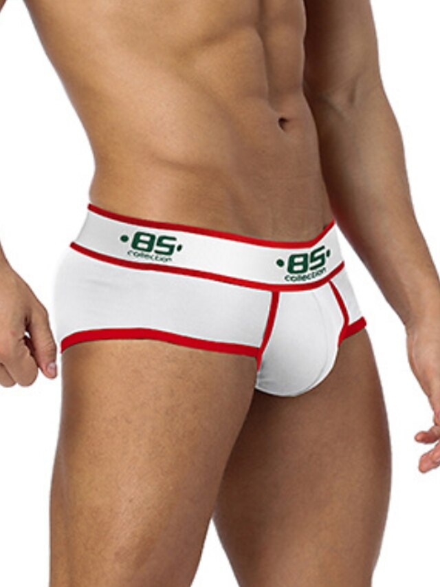  Men's Basic Briefs Underwear - EU / US Size Mid Waist White Blue Red M L XL