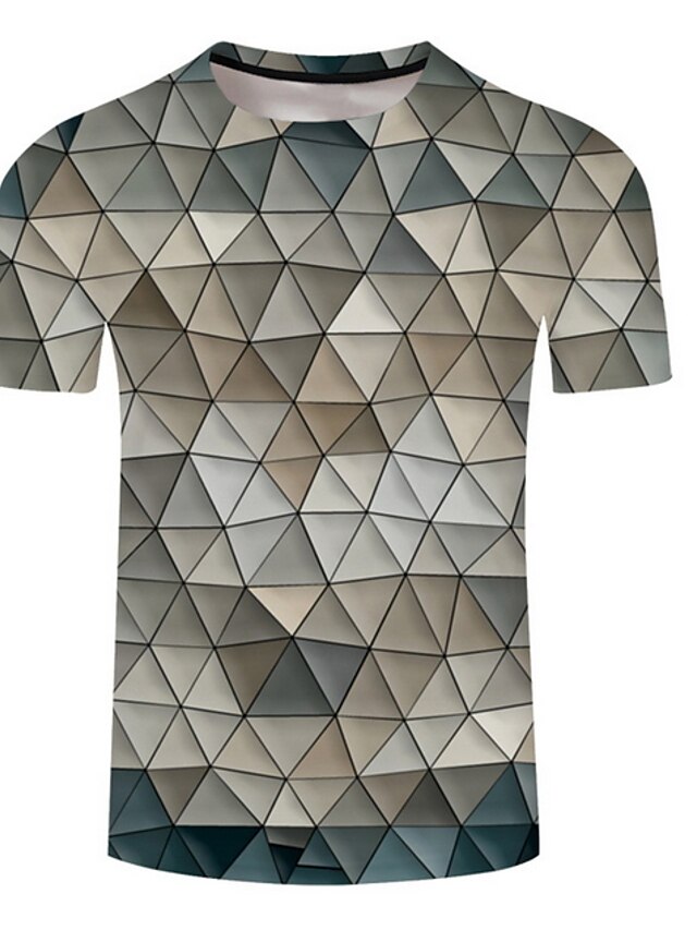  Miesten Pyöreä kaula-aukko Painettu Geometrinen Pluskoko - T-paita Tumman harmaa / Lyhythihainen