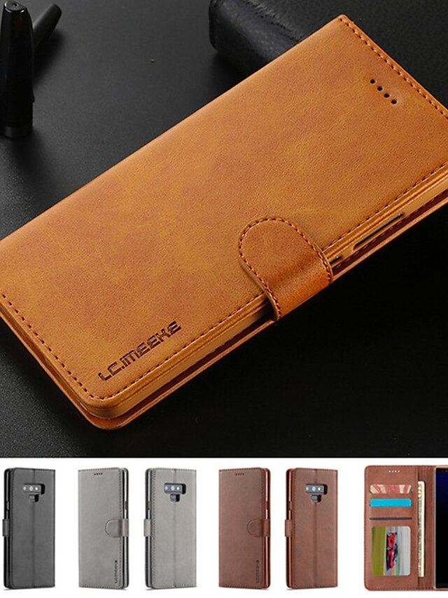  Case For Samsung Galaxy Note 9 / Note 8 Card Holder / with Stand / Magnetic Full Body Cases Solid Colored Hard PU Leather