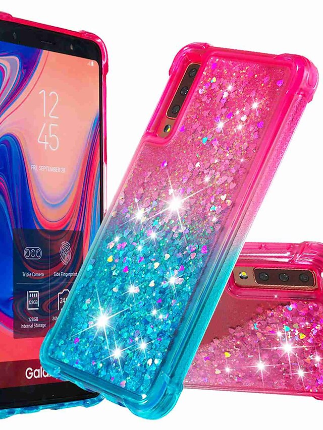  Case For Samsung Galaxy Galaxy A7(2018) / Galaxy A9(2018) / Galaxy A10(2019) Shockproof / Flowing Liquid Back Cover Color Gradient / Glitter Shine Soft TPU