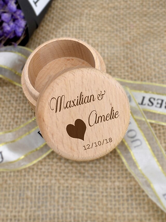  Personalized Ring Boxes Wood Necklace Cylinder Engraved