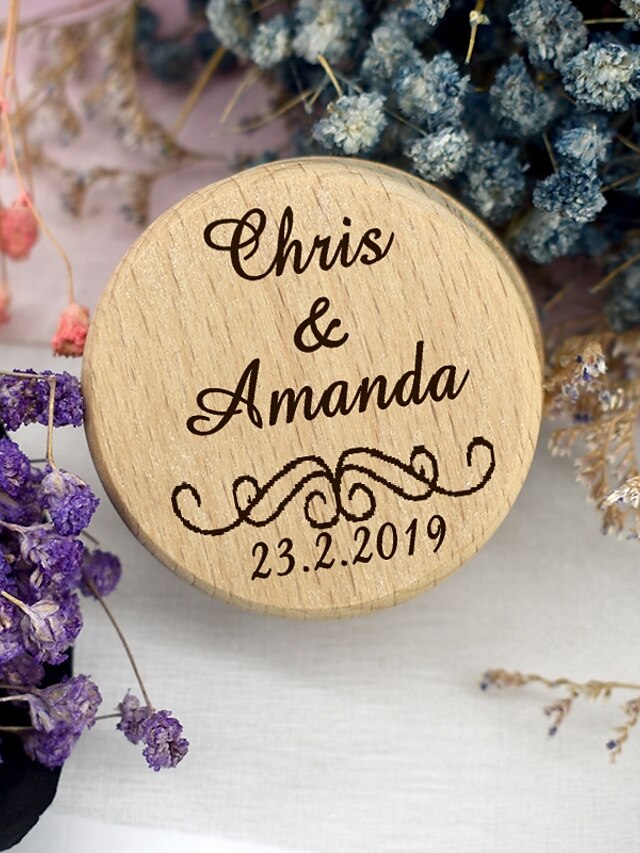  Personalized Ring Boxes Wood Necklace Cylinder Engraved