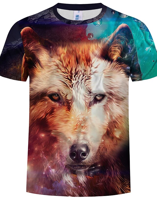  Men's T shirt Animal Plus Size Print Tops Cotton Rainbow