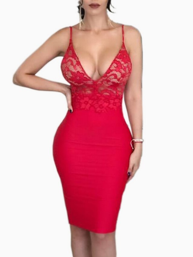  Women's Bodycon Dress - Sleeveless Strap White Black Red S M L XL