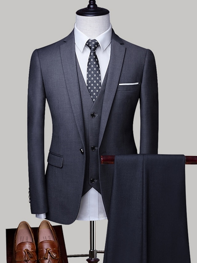  Pánské Obleky Jednobarevné Větší velikosti Bílá / Černá / Vodní modrá M / L / XL