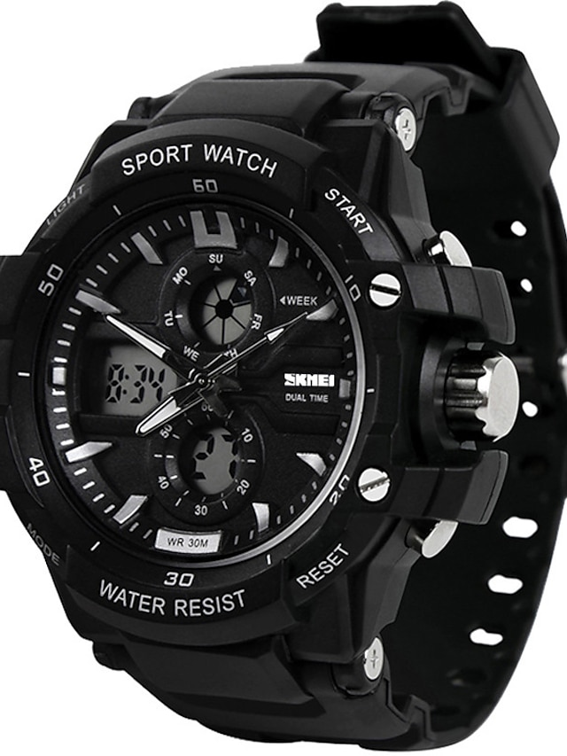  SKMEI Men's Digital Watch Navy Seal Watch Digital Fashion Water Resistant / Waterproof Calendar / date / day Dual Time Zones Analog - Digital Black Blue Orange / Silicone