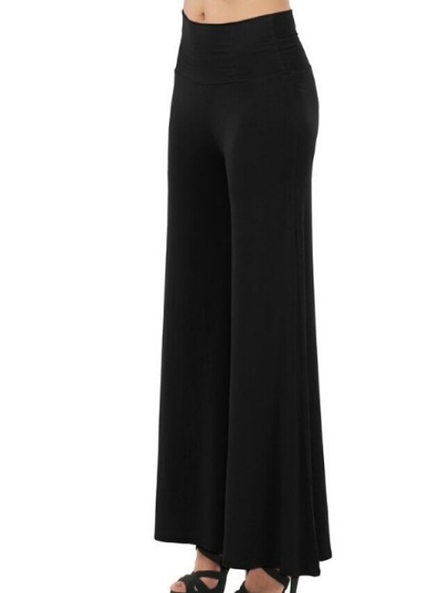 Women's Basic Essential Pants Wide Leg Slacks Straight Solid Colored ...