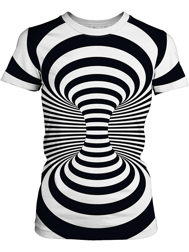  Γυναικεία T-shirt Ριγέ Συνδυασμός Χρωμάτων 3D Στάμπα Άριστος Κομψό στυλ street Εξωγκωμένος Λευκό