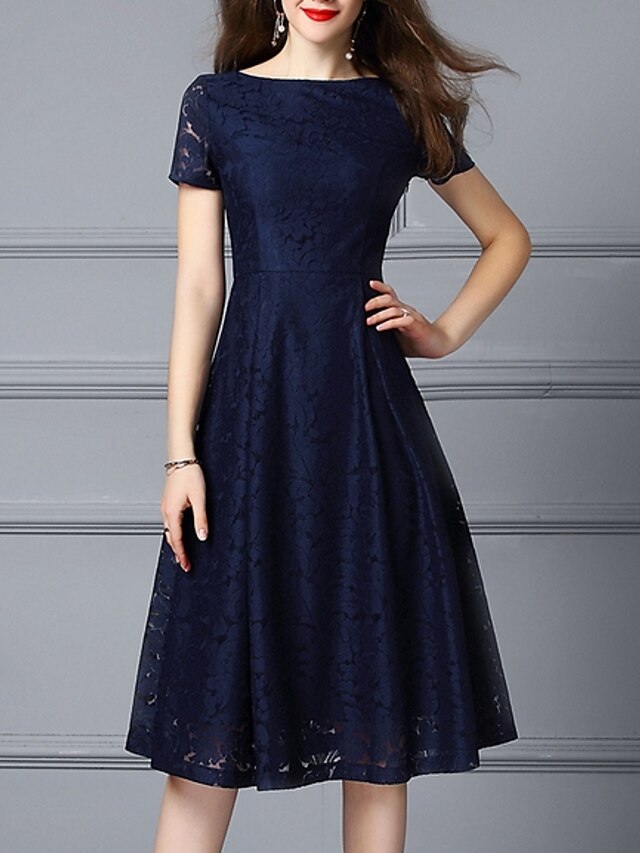  Women's A Line Dress Lace Blue S M L XL