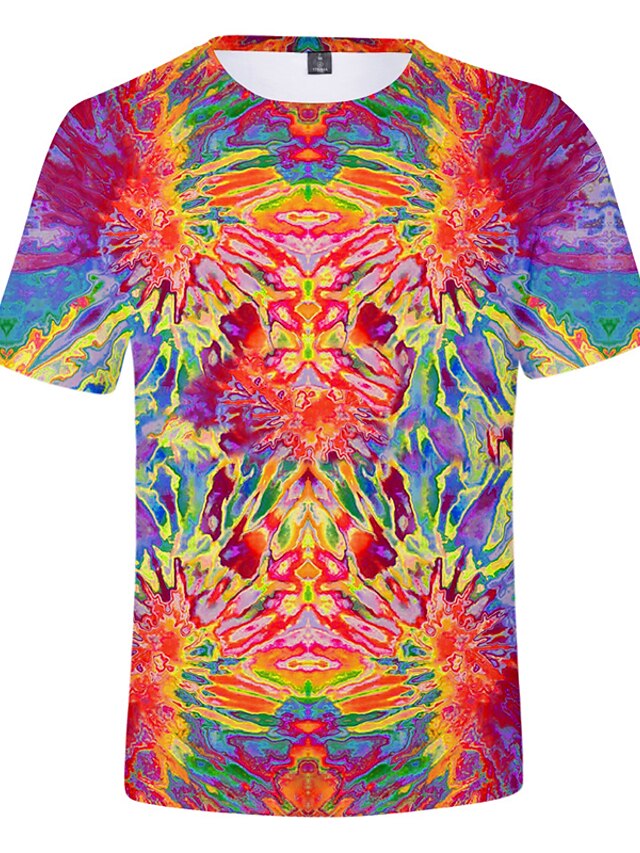 Men's Rainbow Graphic T-shirt Round Neck Rainbow 2023 - US $16.99