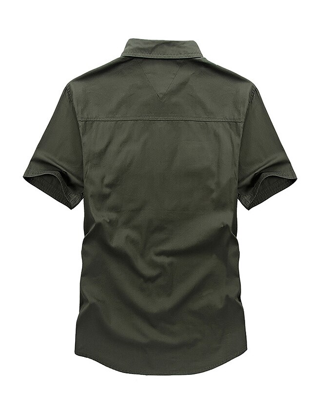  Men's Plus Size Shirt - Solid Colored Army Green