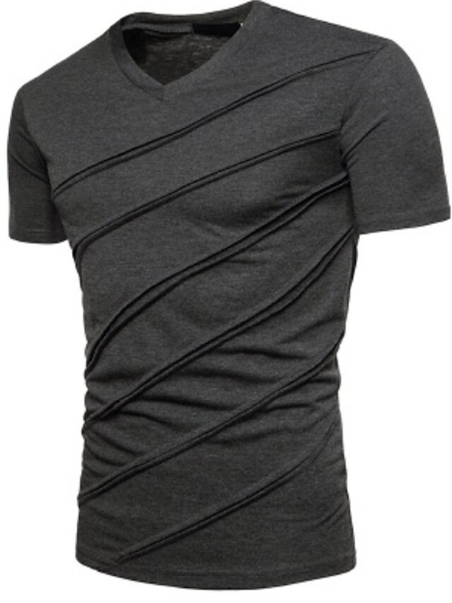  Men's Graphic Solid Colored T-shirt Tops V Neck White Black Light gray