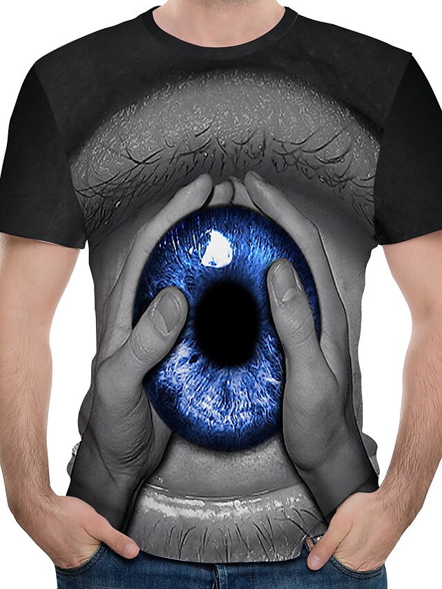  Ανδρικά Μπλουζάκι Συνδυασμός Χρωμάτων 3D Κινούμενα σχέδια Στάμπα Κοντομάνικο Αργίες Άριστος Γκρίζο