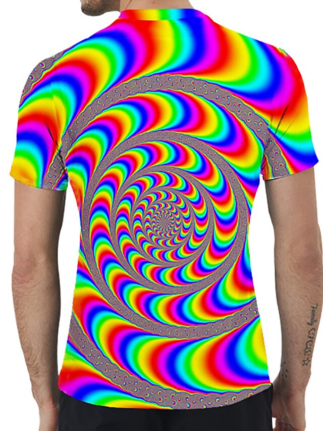  Men's T shirt Graphic Plus Size Print Short Sleeve Daily Tops Rainbow