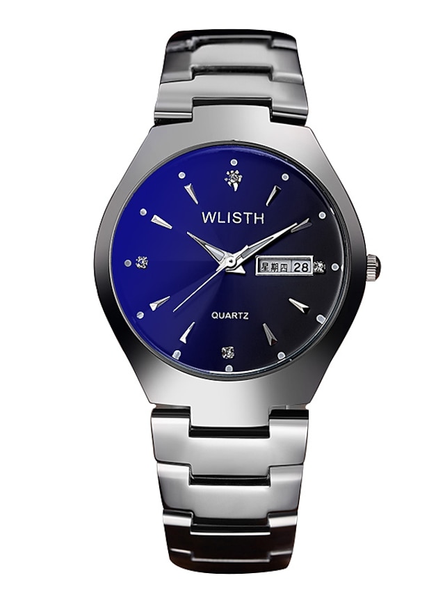  relógios wlisth pulseira de aço masculina analógica quartzo minimalista calendário / data / dia noctilucente