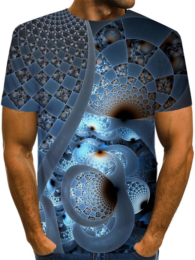  Miesten T-paita Kuvitettu 3D Painettu Lyhythihainen Arki-asut Topit Katutyyli Liioiteltu Laivaston sininen