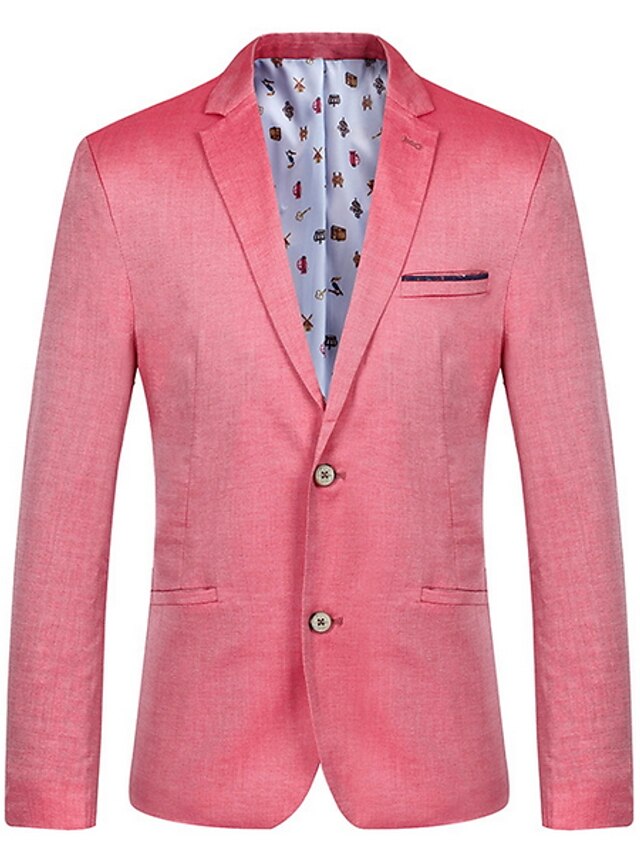  Blushing Pink Solid Colored Standard Fit Polyester Suit - Notch Single Breasted Two-buttons