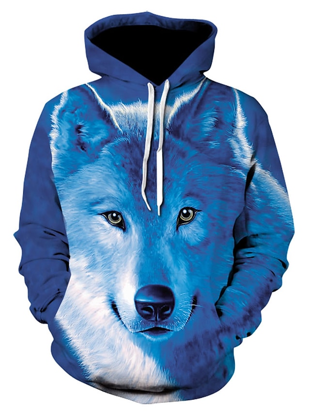 Men's Hoodie Jacket Hoodie Royal Blue Hooded Animal 3D Basic Clothing ...