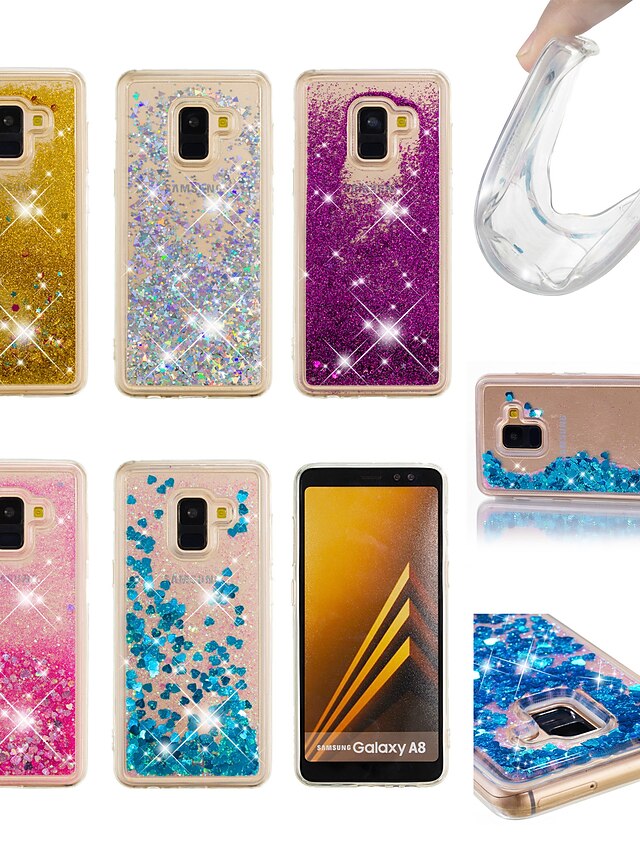  Etui Til Samsung Galaxy Galaxy A7(2018) / A5 (2017) / A8 2018 Flydende væske / Glitterskin Bagcover Glitterskin Blødt TPU