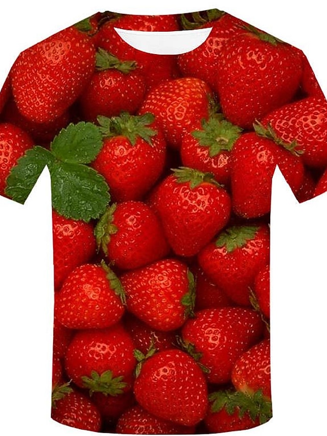  Men's Plus Size 3D Graphic Print T-shirt Street chic Exaggerated Event / Party Casual Round Neck Red / Short Sleeve