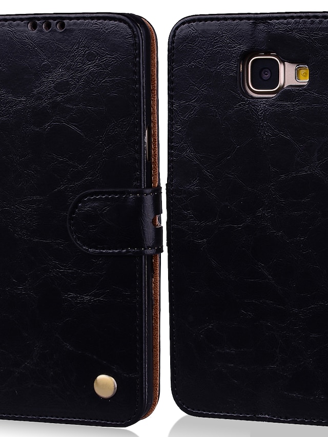  телефон Кейс для Назначение SSamsung Galaxy Чехол Кожаный чехол Флип-кейс A3(2016) Бумажник для карт Флип Сплошной цвет Твердый Кожа PU