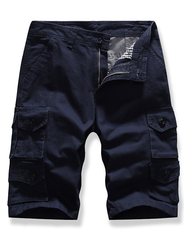  Men's Basic Shorts Pants - Solid Colored Black Gray Khaki 34 36 38