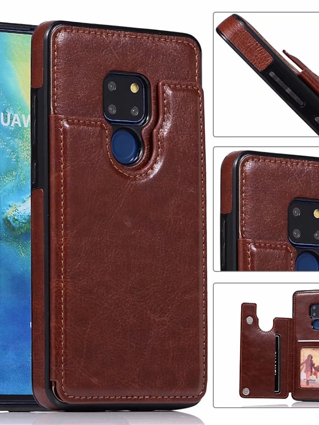  Case For Huawei Huawei Mate 20 lite / Huawei Mate 20 pro / Huawei Mate 20 Card Holder Back Cover Solid Colored Hard PU Leather