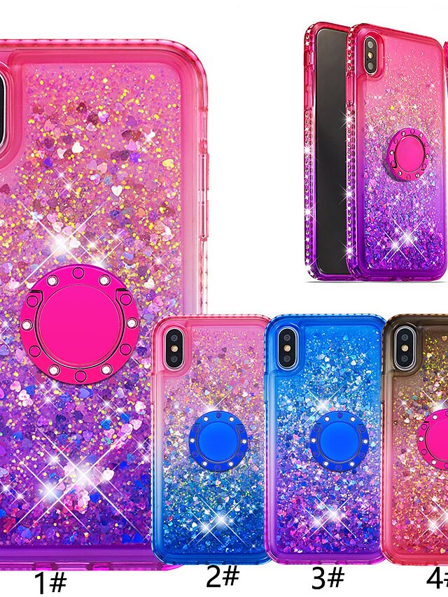  Case For Apple iPhone XR / iPhone XS Max Glitter Shine / Ring Holder Back Cover Color Gradient Soft TPU for ir iPhone 6/6 Plus/6s/6s Plus/7/7 Plus/8/8 Plus/X/Xs