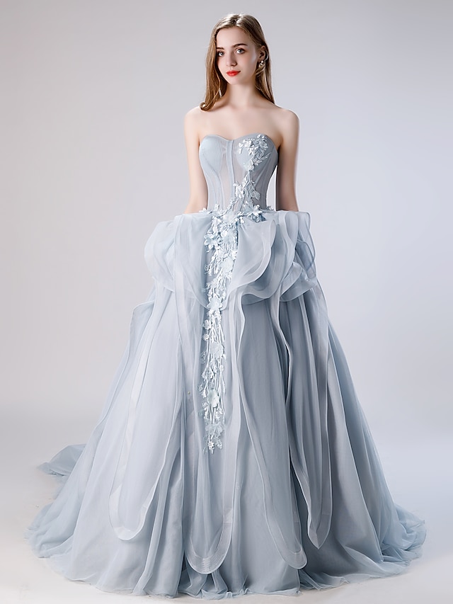 Ball Gown Sexy Holiday Formal Evening Dress Strapless Sleeveless Court ...