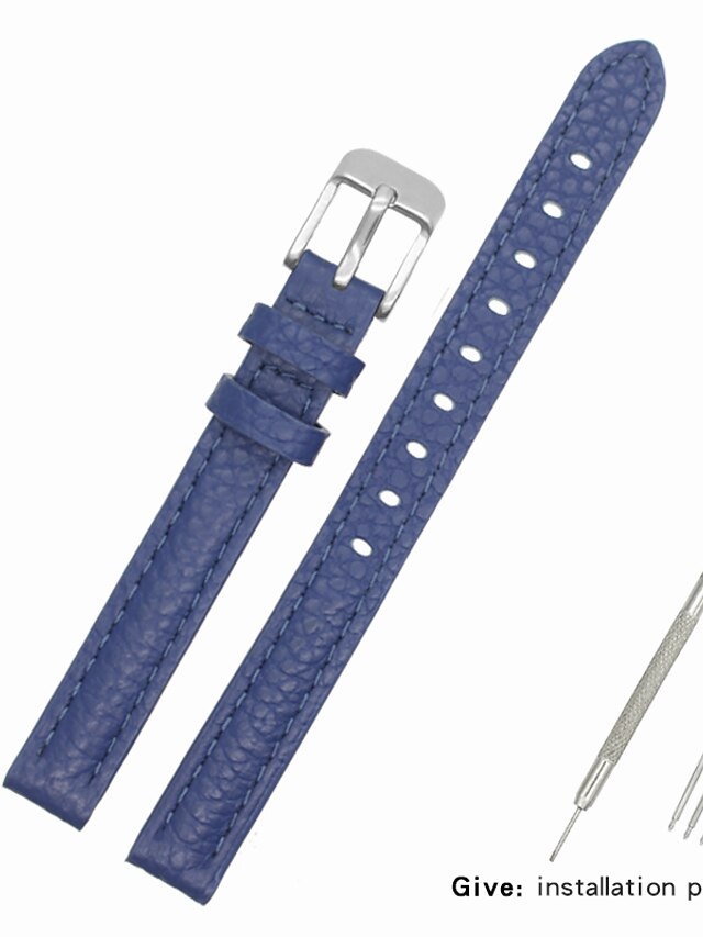  Genuine Leather / Leather / Calf Hair Watch Band Blue Other / 17cm / 6.69 Inches / 19cm / 7.48 Inches 1cm / 0.39 Inches