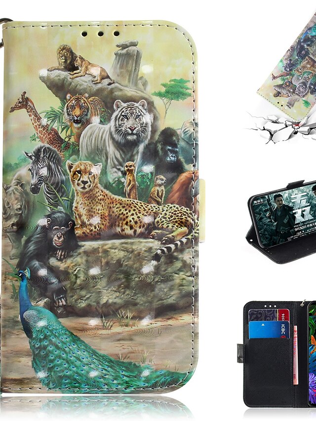  Case For LG LG V40 / LG G8 Wallet / Card Holder / with Stand Full Body Cases Animal / 3D Cartoon PU Leather