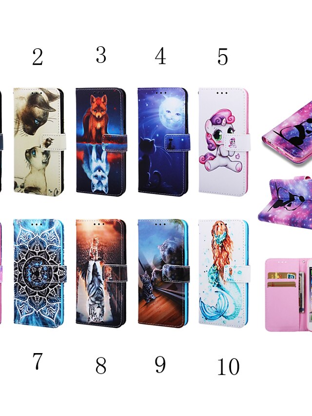  tilfelle for Apple iPhone xs max / iphone 8 pluss støtdempende / lommebok / kortholder full body cases dyr / 3d tegneserie / panda hardtpu / pu lær for iphone 7/7 pluss / 8/6/6 pluss / xr / x / xs