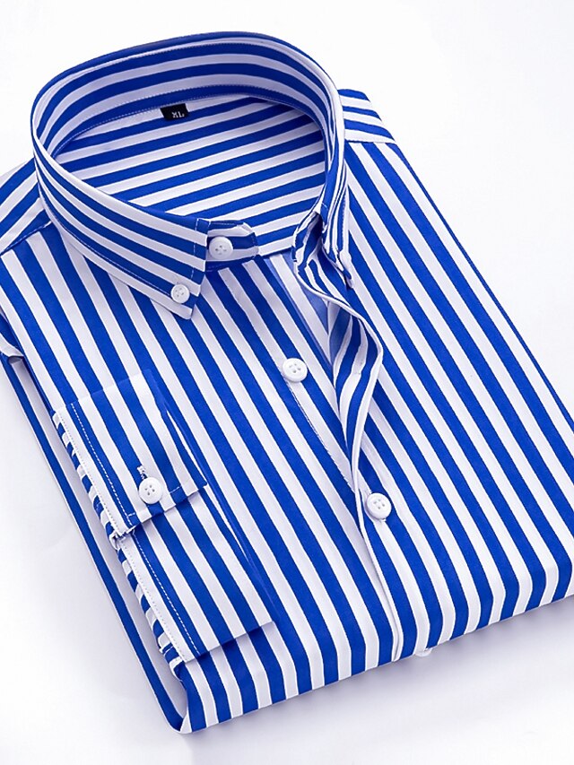 Men's Dress Shirt Striped Shirt Button Down Shirt Collared Shirt Black