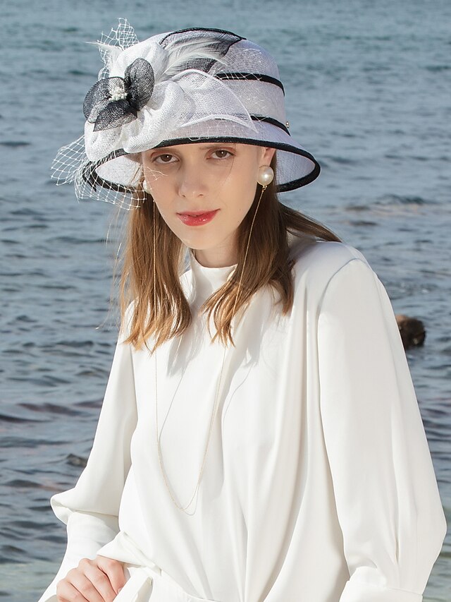 Fascinators Hats 100 Linen Bucket Hat Melbourne Cup Elegant Romantic