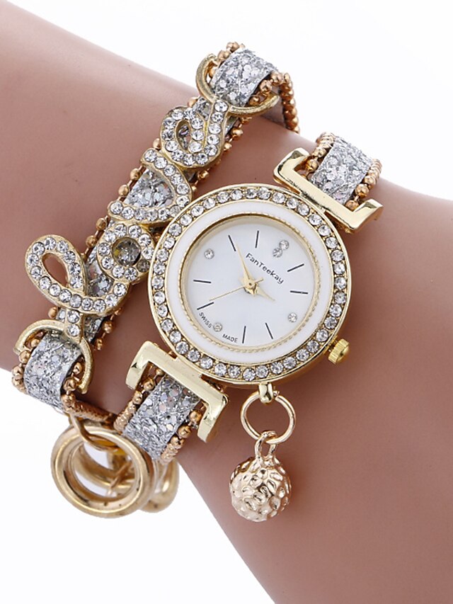  Moda mujer niñas caja de metal cuero rhinestone pulsera cuarzo elegante reloj de pulsera