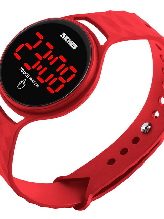  skmei men women outdoor sport casual waterproof digital electronic watch with simple design touch screen led display calendar date wristwatch