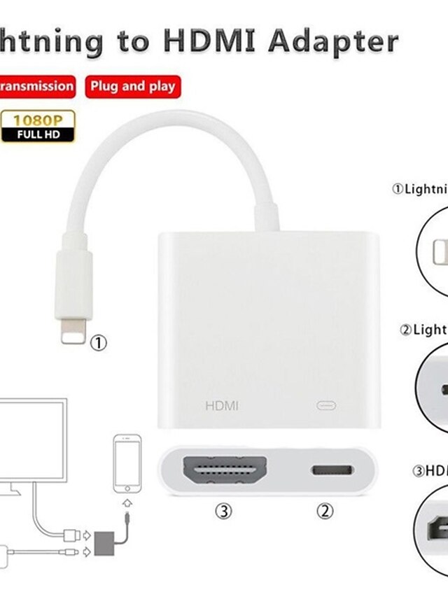  HDMI Adapteri 41641.0 / 1080P TPE מתאם כבל USB עבור iPad / iPhone