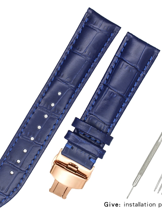  Genuine Leather / Leather / Calf Hair Watch Band Black / White / Blue Other / 17cm / 6.69 Inches / 19cm / 7.48 Inches 1.2cm / 0.47 Inches / 1.3cm / 0.5 Inches / 1.4cm / 0.55 Inches