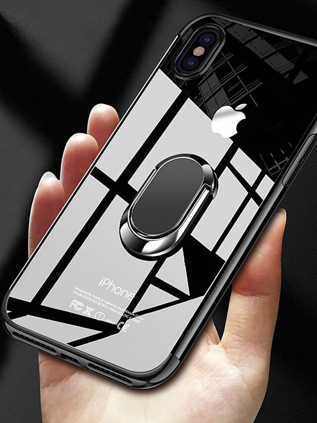  Etui Til Apple iPhone XR / iPhone XS / iPhone XS Max med stativ / Belegg / Ringholder Bakdeksel Gjennomsiktig Myk TPU